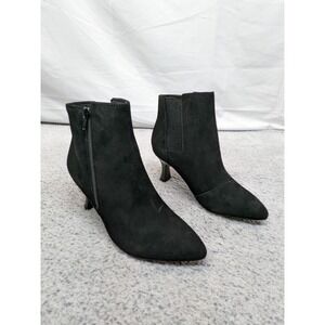 Clarks Kataleyna Glow Ankle Boots Black Suede Size 6.5 W Kitten‎ Heel Dress NIB